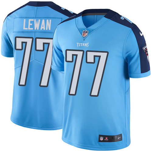 Men's Elite Taylor Lewan Nike Jersey Light Blue - #77 Rush NFL Tennessee Titans